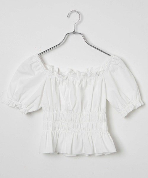 WEGO(ウィゴー)の「WEGO/オフショルシャーリングブラウス(シャツ/ブラウス・レディース・ブラック/ホワイト・FREE)」の16枚目の写真