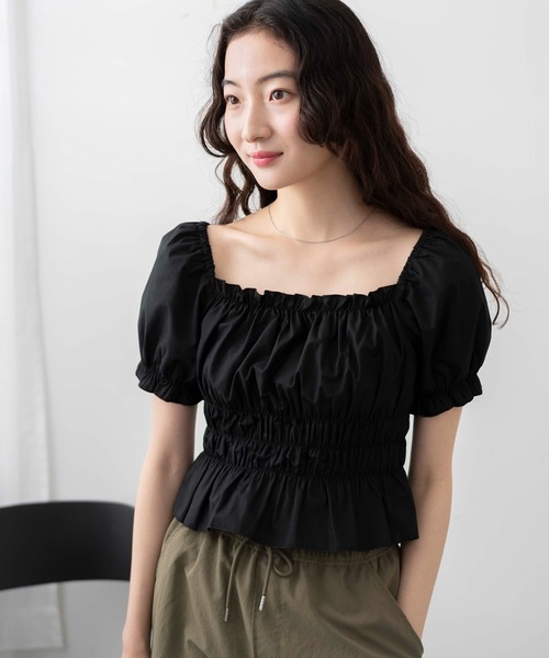 WEGO(ウィゴー)の「WEGO/オフショルシャーリングブラウス(シャツ/ブラウス・レディース・ブラック/ホワイト・FREE)」の12枚目の写真