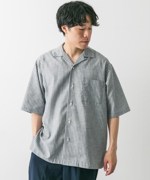 URBAN RESEARCH DOORS（アーバンリサーチドアーズ）の「『UR TECH 高機能リネン』オープンカラーシャツ（シャツ/ブラウス・メンズ・グレー系その他/ブルー/ホワイト系その他/オレンジ/ブルー系その他・X-LARGE/MEDIUM/LARGE）」の12枚目の写真