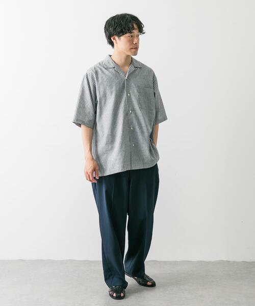 URBAN RESEARCH DOORS（アーバンリサーチドアーズ）の「『UR TECH 高機能リネン』オープンカラーシャツ（シャツ/ブラウス・メンズ・グレー系その他/ブルー/ホワイト系その他/オレンジ/ブルー系その他・X-LARGE/MEDIUM/LARGE）」の7枚目の写真