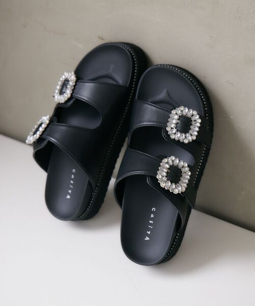 RETRO GIRL(レトロガール)の「ビジューベルトサンダル(サンダル・レディース・ブラック/シルバー/オフホワイト・LARGE/MEDIUM)」の8枚目の写真