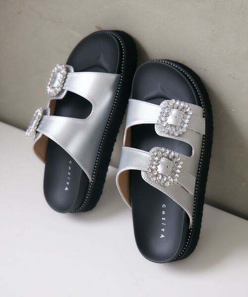 RETRO GIRL(レトロガール)の「ビジューベルトサンダル(サンダル・レディース・ブラック/シルバー/オフホワイト・LARGE/MEDIUM)」の11枚目の写真