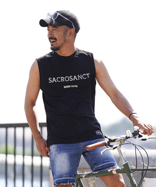 adamsJUGGLER(アダムスジャグラー)の「サクロサンクトノースリーブ(タンクトップ・メンズ・ホワイト/イエロー/ブラック・M/L/XL)」の1枚目の写真