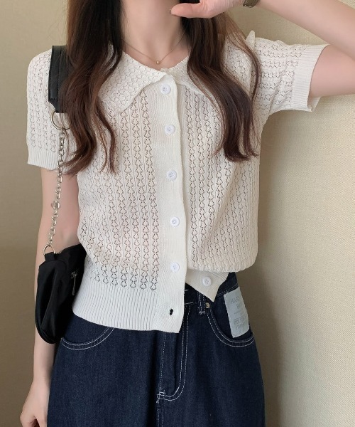 deux amour(ドゥーザムール)の「えり付き前ボタンメッシュカーディガン(アンサンブル・レディース・ブラック/グリーン/ホワイト/イエロー/パープル・FREE)」の15枚目の写真