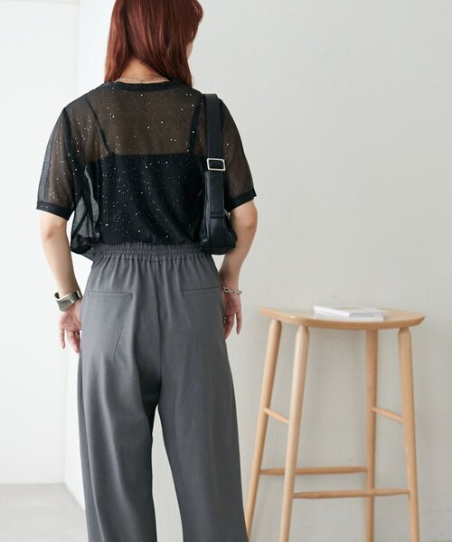 DISCOAT(ディスコート)の「【WEB限定】シアーキラキラTシャツ(Tシャツ/カットソー・レディース・ライトベージュ/ピンク/ブラック・MEDIUM)」の12枚目の写真