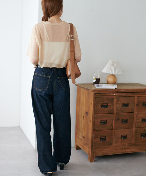 DISCOAT（ディスコート）の「【WEB限定】シアーキラキラT（Tシャツ/カットソー・レディース・ライトベージュ/ピンク/ブラック・MEDIUM）」の22枚目の写真