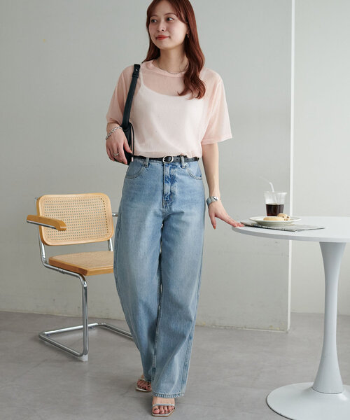 DISCOAT（ディスコート）の「【WEB限定】シアーキラキラT（Tシャツ/カットソー・レディース・ライトベージュ/ピンク/ブラック・MEDIUM）」の12枚目の写真