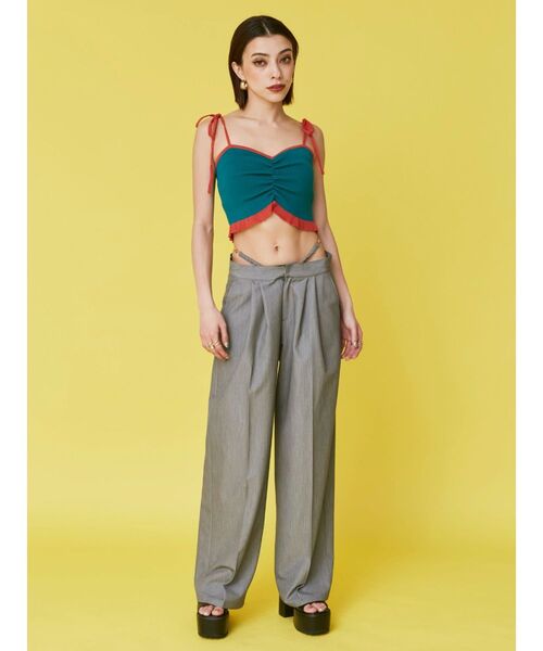 EVRIS（エヴリス）の「ウエストチェーンワイドパンツ（その他パンツ・レディース・ブルー/グレー・SMALL/MEDIUM）」の4枚目の写真