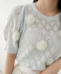 MAJESTIC LEGON | ローズモチーフレーシーニット(ニット/セーター)