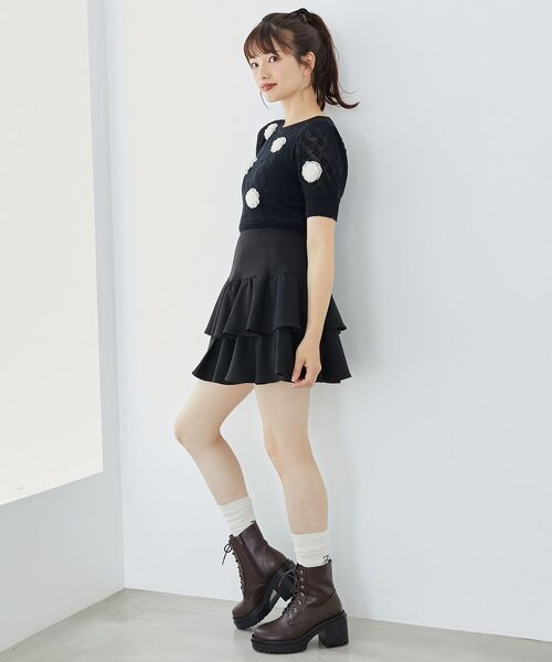 MAJESTIC LEGON（マジェスティックレゴン）の「ローズモチーフレーシーニット（ニット/セーター・レディース・オフホワイト/ブルー/ブラック・MEDIUM）」の22枚目の写真