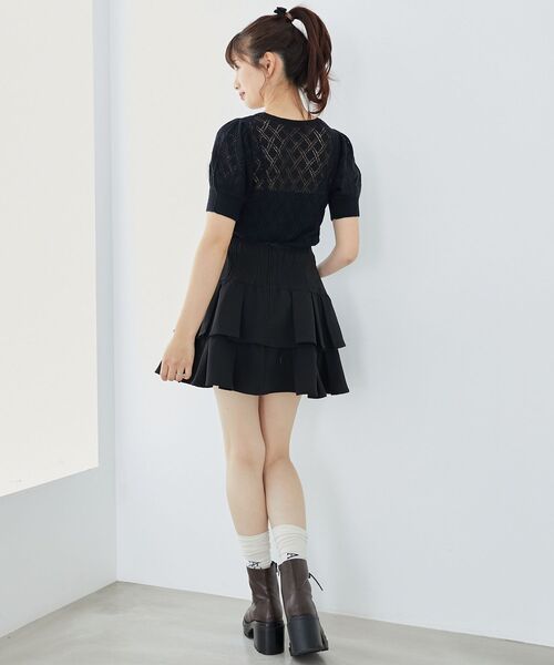 MAJESTIC LEGON（マジェスティックレゴン）の「ローズモチーフレーシーニット（ニット/セーター・レディース・オフホワイト/ブルー/ブラック・MEDIUM）」の21枚目の写真