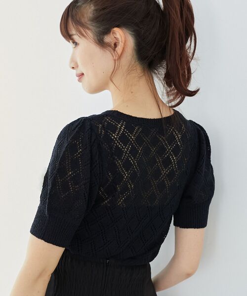 MAJESTIC LEGON（マジェスティックレゴン）の「ローズモチーフレーシーニット（ニット/セーター・レディース・オフホワイト/ブルー/ブラック・MEDIUM）」の17枚目の写真