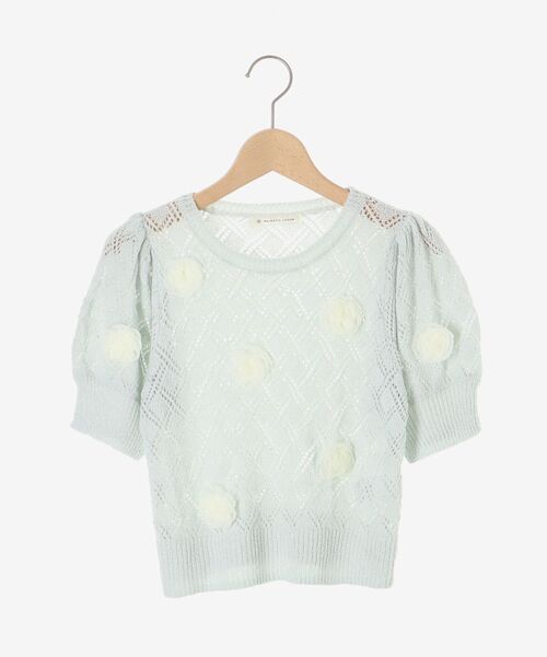 MAJESTIC LEGON（マジェスティックレゴン）の「ローズモチーフレーシーニット（ニット/セーター・レディース・オフホワイト/ブルー/ブラック・MEDIUM）」の12枚目の写真