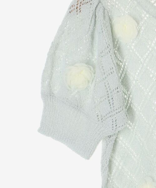MAJESTIC LEGON（マジェスティックレゴン）の「ローズモチーフレーシーニット（ニット/セーター・レディース・オフホワイト/ブルー/ブラック・MEDIUM）」の8枚目の写真