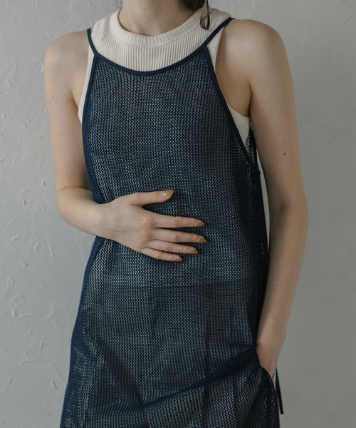 MINERTE(ミネルテ)の「【MINERTE】halter-neck mesh one piece / ホルターネックメッシュワンピース(ワンピース・レディース・ベージュ/オレンジ/ネイビー・FREE)」の22枚目の写真