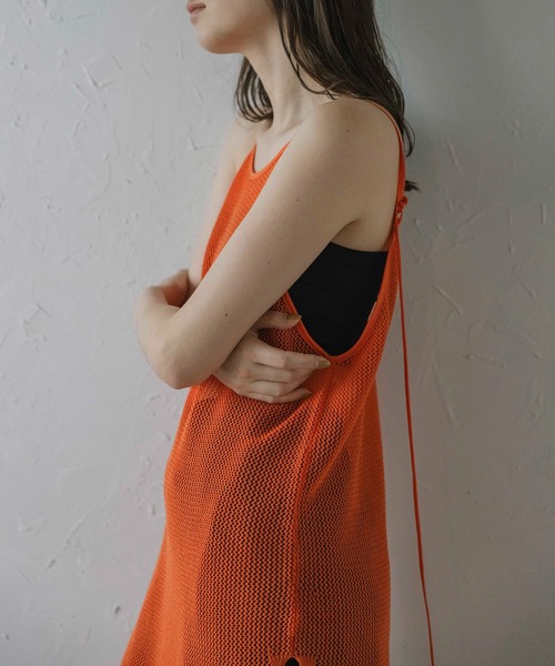 MINERTE(ミネルテ)の「【MINERTE】halter-neck mesh one piece / ホルターネックメッシュワンピース(ワンピース・レディース・ベージュ/オレンジ/ネイビー・FREE)」の14枚目の写真