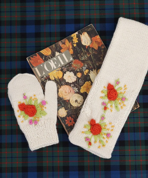 【新品】ウール ネパールハンドニット 刺繍マフラー/CHILD WOMAN CHILD WOMAN（チャイルドウーマン）の「【WEB別注】ネパールハンド
