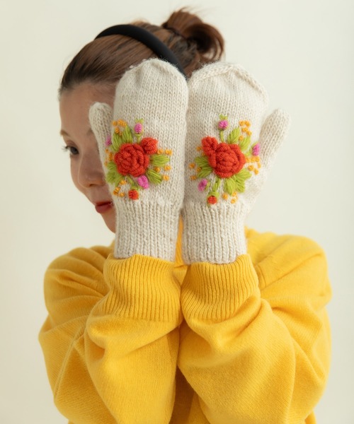 【新品】ウール ネパールハンドニット 刺繍マフラー/CHILD WOMAN CHILD WOMAN（チャイルドウーマン）の「【WEB別注】ネパールハンド