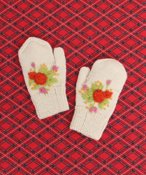 【新品】ウール ネパールハンドニット 刺繍マフラー/CHILD WOMAN CHILD WOMAN（チャイルドウーマン）の「【WEB別注】ネパールハンド