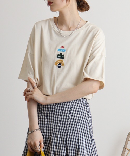 EMAGO 地球ロゴ刺繍ワイドTシャツ（Tシャツ/カットソー）｜Emago