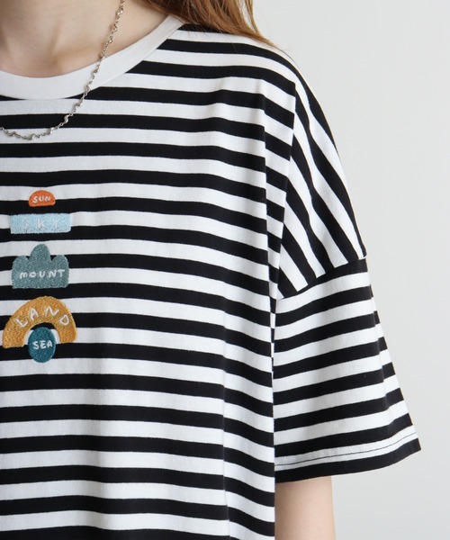tシャツ EMAGO 地球ロゴ刺繍ワイドTシャツ レディース EMAGO 地球ロゴ刺繍ワイドTシャツ（Tシャツ/カットソー）｜Emago
