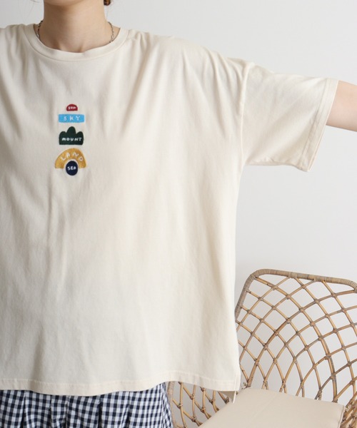 EMAGO 地球ロゴ刺繍ワイドTシャツ（Tシャツ/カットソー）｜Emago