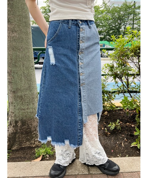 SALE♪春に大活躍*Chloe*コットン デニムスカート ロング ブルー Festinalente スカート ロング デニムスカート レディース