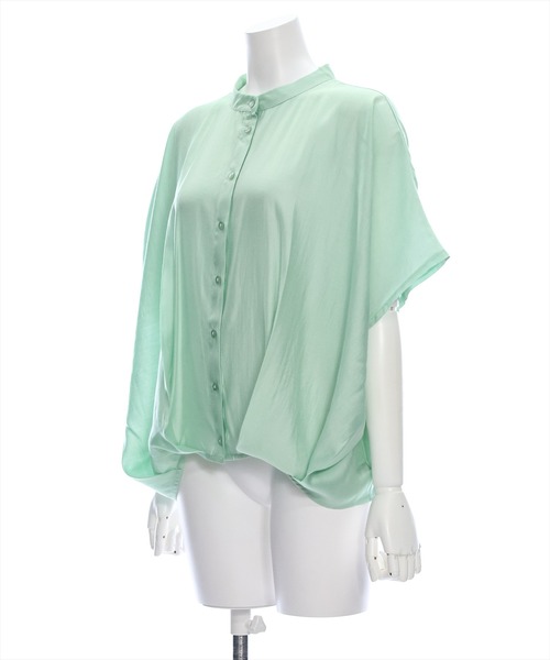 clear（クリア）の「フレンチスリーブ裾タックブラウス[オフィスカジュアル 着回し抜群 大人]≪再入荷≫（シャツ/ブラウス・レディース・オフホワイト/イエロー/ミント/ブラック/ブルーグレー・F）」の6枚目の写真