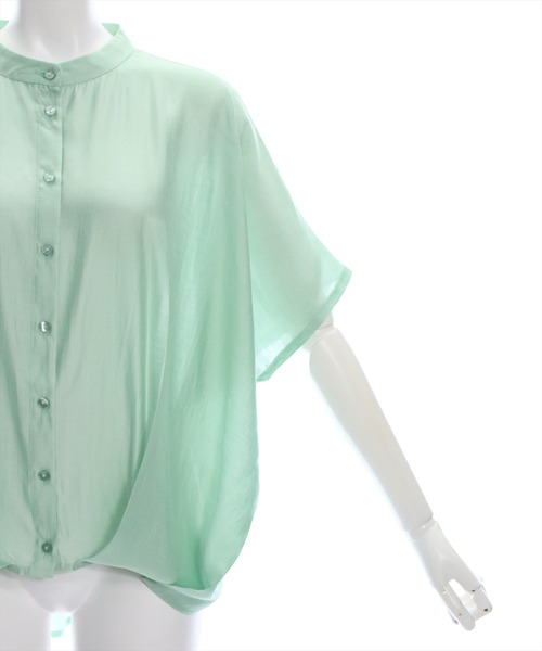 clear（クリア）の「フレンチスリーブ裾タックブラウス[オフィスカジュアル 着回し抜群 大人]≪再入荷≫（シャツ/ブラウス・レディース・オフホワイト/イエロー/ミント/ブラック/ブルーグレー・F）」の10枚目の写真