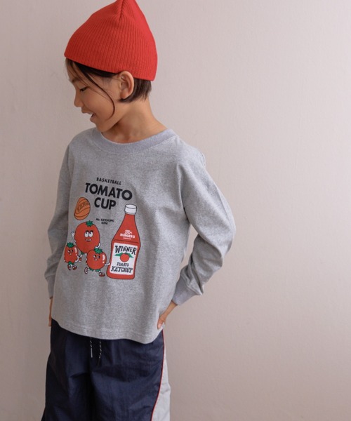 LOWRYS FARM(ローリーズファーム)の「ハンバーガーロンT 142452(Tシャツ/カットソー・キッズ・ホワイト/チャコールグレー/グレー・110cm/120cm/130cm/140cm/150cm)」の3枚目の写真