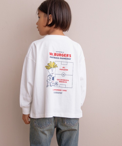 LOWRYS FARM(ローリーズファーム)の「ハンバーガーロンT 142452(Tシャツ/カットソー・キッズ・ホワイト/チャコールグレー/グレー・110cm/120cm/130cm/140cm/150cm)」の2枚目の写真