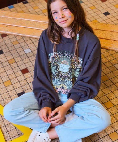 【セール】LINEUP CREW RG TERRY/ロキシーキッズスウェットトレーナー（スウェット）｜ROXY（ロキシー）