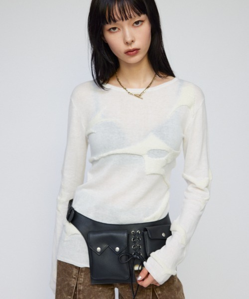 LAGUA GEM(ラグアジェム)の「JACQUARD TUNIC ニット(ニット/セーター・レディース・ホワイト/カーキ/チャコールグレー・FREE)」の2枚目の写真