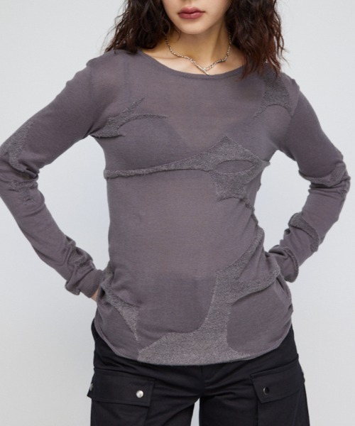 LAGUA GEM(ラグアジェム)の「JACQUARD TUNIC ニット(ニット/セーター・レディース・ホワイト/カーキ/チャコールグレー・FREE)」の3枚目の写真