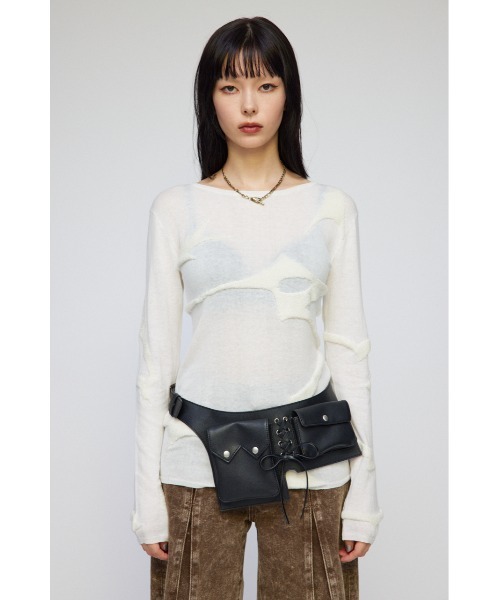 LAGUA GEM(ラグアジェム)の「JACQUARD TUNIC ニット(ニット/セーター・レディース・ホワイト/カーキ/チャコールグレー・FREE)」の4枚目の写真