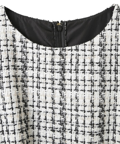 YECCA VECCA(イェッカヴェッカ)の「ツイード×ラッフルワンピース(ワンピース・レディース・アイボリー/ブラック・FREE)」の8枚目の写真