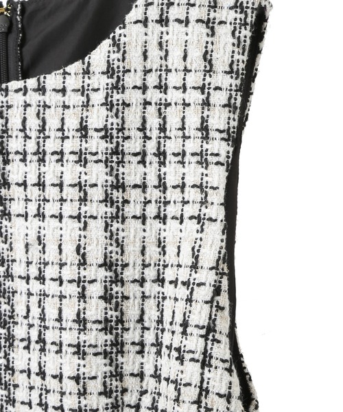 YECCA VECCA(イェッカヴェッカ)の「ツイード×ラッフルワンピース(ワンピース・レディース・アイボリー/ブラック・FREE)」の7枚目の写真