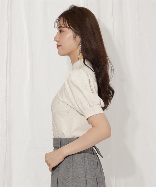 WILLSELECTION（ウィルセレクション）の「ダイヤ柄パールパフニット（ニット/セーター・レディース・アイボリー/ピンク/ブラック・FREE）」の20枚目の写真