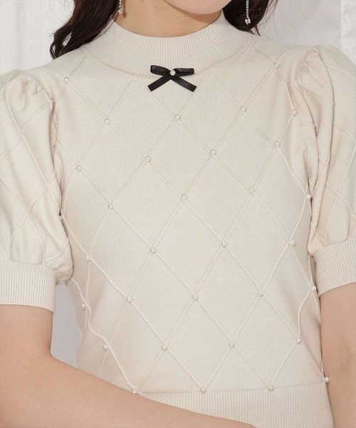 WILLSELECTION（ウィルセレクション）の「ダイヤ柄パールパフニット（ニット/セーター・レディース・アイボリー/ピンク/ブラック・FREE）」の18枚目の写真