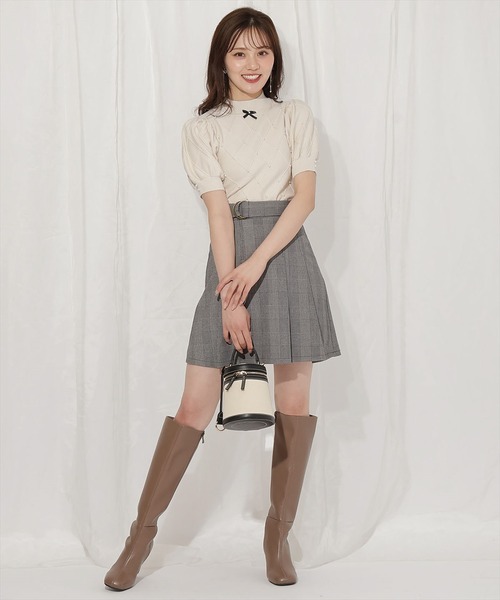 WILLSELECTION（ウィルセレクション）の「ダイヤ柄パールパフニット（ニット/セーター・レディース・アイボリー/ピンク/ブラック・FREE）」の15枚目の写真