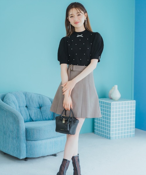 WILLSELECTION（ウィルセレクション）の「ダイヤ柄パールパフニット（ニット/セーター・レディース・アイボリー/ピンク/ブラック・FREE）」の12枚目の写真