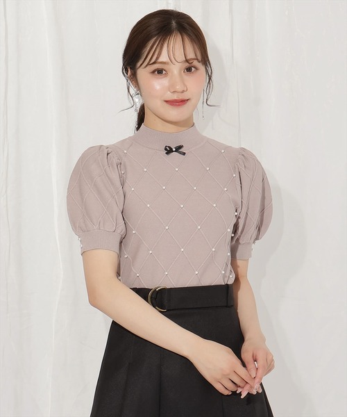 WILLSELECTION（ウィルセレクション）の「ダイヤ柄パールパフニット（ニット/セーター・レディース・アイボリー/ピンク/ブラック・FREE）」の21枚目の写真