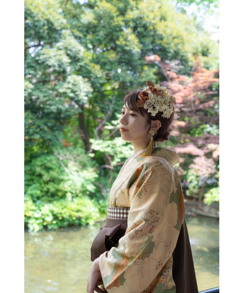 CHACO （FLOWER ACCESSORY）（チャコ）の「CHACO/ リボン付きペーパーリース（その他ヘアアクセサリー・レディース・ホワイト×ブラウン・FREE）」の5枚目の写真