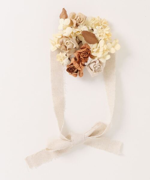 CHACO （FLOWER ACCESSORY）（チャコ）の「CHACO/ リボン付きペーパーリース（その他ヘアアクセサリー・レディース・ホワイト×ブラウン・FREE）」の6枚目の写真