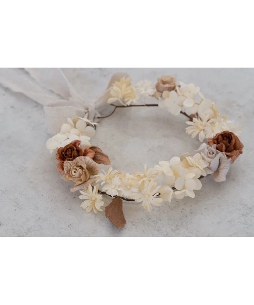 CHACO （FLOWER ACCESSORY）（チャコ）の「CHACO/ リボン付きペーパーリース（その他ヘアアクセサリー・レディース・ホワイト×ブラウン・FREE）」の7枚目の写真