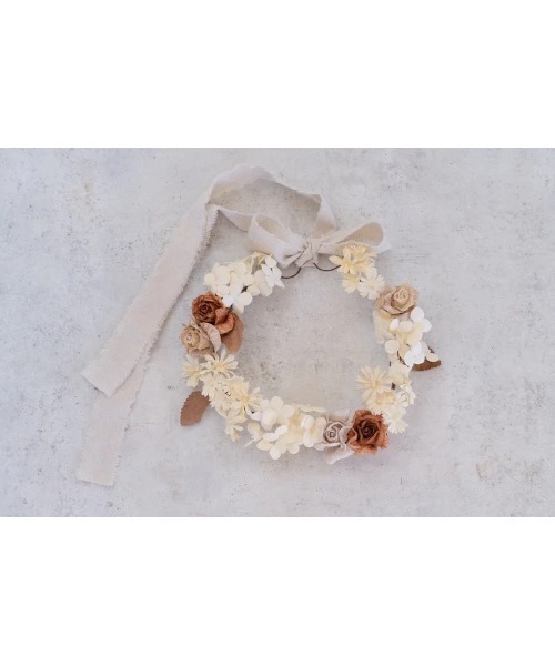 CHACO （FLOWER ACCESSORY）（チャコ）の「CHACO/ リボン付きペーパーリース（その他ヘアアクセサリー・レディース・ホワイト×ブラウン・FREE）」の8枚目の写真