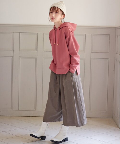 ikka（イッカ）の「【洗濯機で洗える／親子コーデ】GOKU楽ダンボールフードパーカー（パーカー・レディース・ベージュ/モカ/レッド系その他/ダークグリーン/ブラック・M/L/S）」の9枚目の写真