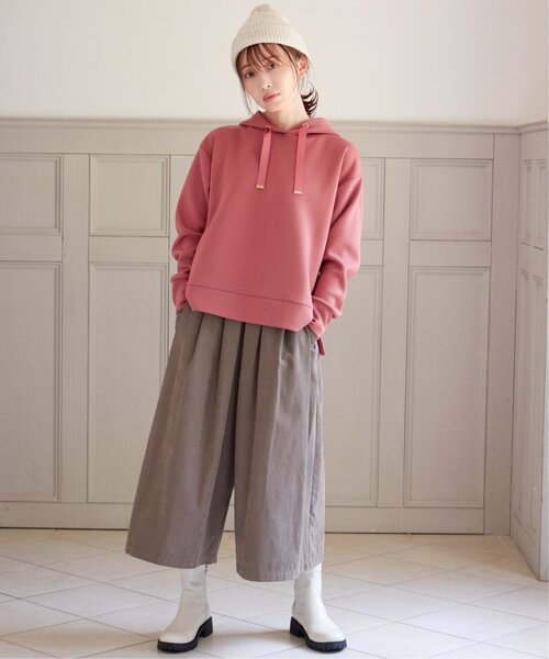 ikka（イッカ）の「【洗濯機で洗える／親子コーデ】GOKU楽ダンボールフードパーカー（パーカー・レディース・ベージュ/モカ/レッド系その他/ダークグリーン/ブラック・M/L/S）」の10枚目の写真