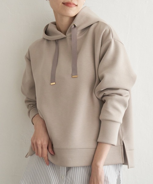 ikka（イッカ）の「【洗濯機で洗える／親子コーデ】GOKU楽ダンボールフードパーカー（パーカー・レディース・ベージュ/モカ/レッド系その他/ダークグリーン/ブラック・M/L/S）」の3枚目の写真