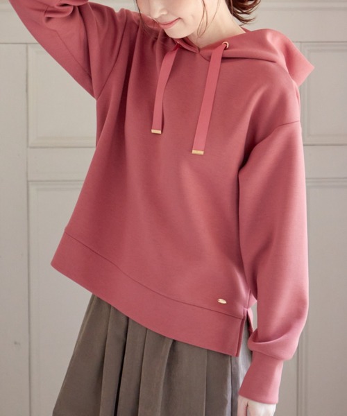 ikka（イッカ）の「【洗濯機で洗える／親子コーデ】GOKU楽ダンボールフードパーカー（パーカー・レディース・ベージュ/モカ/レッド系その他/ダークグリーン/ブラック・M/L/S）」の5枚目の写真